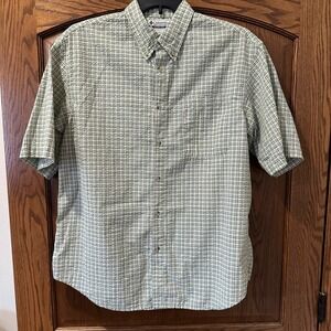 Columbia Men's XL Short Sleeve Button Up Shirt Plaid Outdoor Casual Green